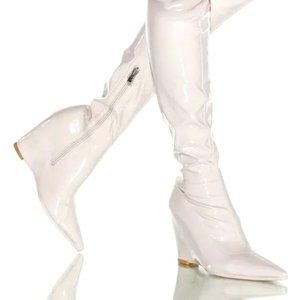 BRAND NEW Azalea Wang Up All Night Wedge Boots in Bone